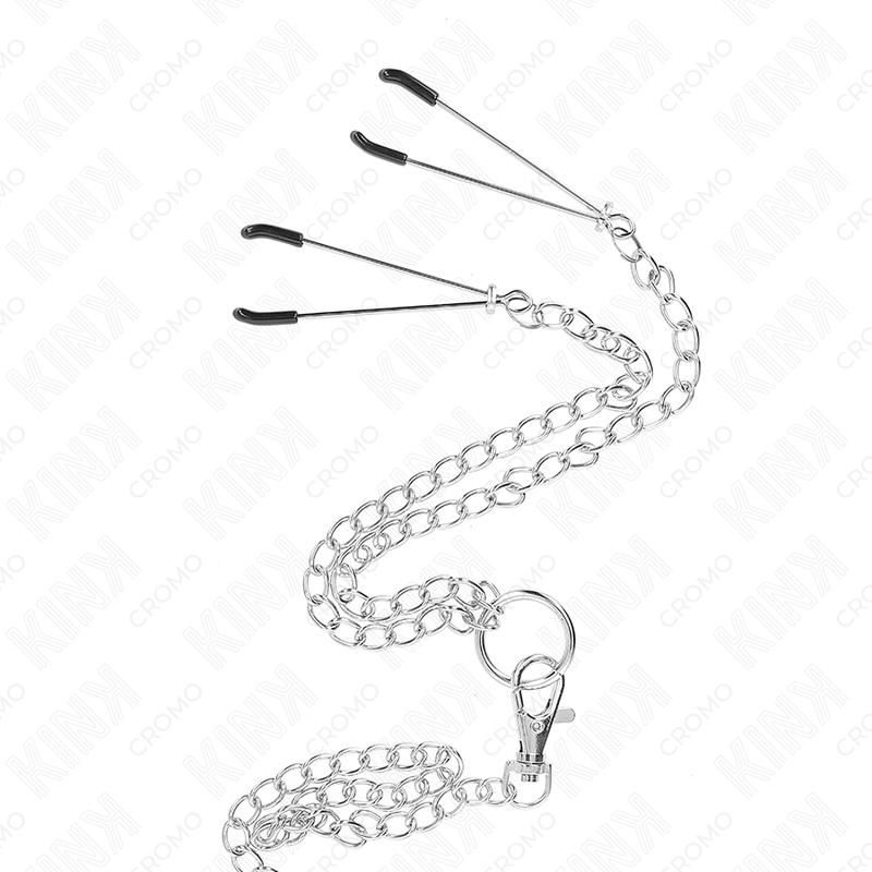 KINK - TRIPLE CHROME METAL PENIS RING 3.8 CM TO 5 CM WITH 26 CM METAL CHAIN AND NIPPLE CLAMPS MODEL 2 4 KINK - TRIPLE CHROME METAL PENIS RING 3.8 CM TO 5 CM WITH 26 CM METAL CHAIN AND NIPPLE CLAMPS MODEL 2 - obrazek 4