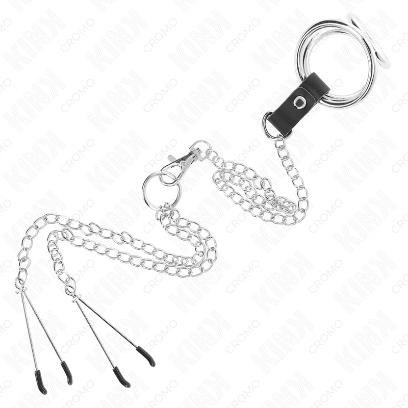 KINK - TRIPLE CHROME METAL PENIS RING 3.8 CM TO 5 CM WITH 26 CM METAL CHAIN AND NIPPLE CLAMPS MODEL 2 5 KINK - TRIPLE CHROME METAL PENIS RING 3.8 CM TO 5 CM WITH 26 CM METAL CHAIN AND NIPPLE CLAMPS MODEL 2 - obrazek 5