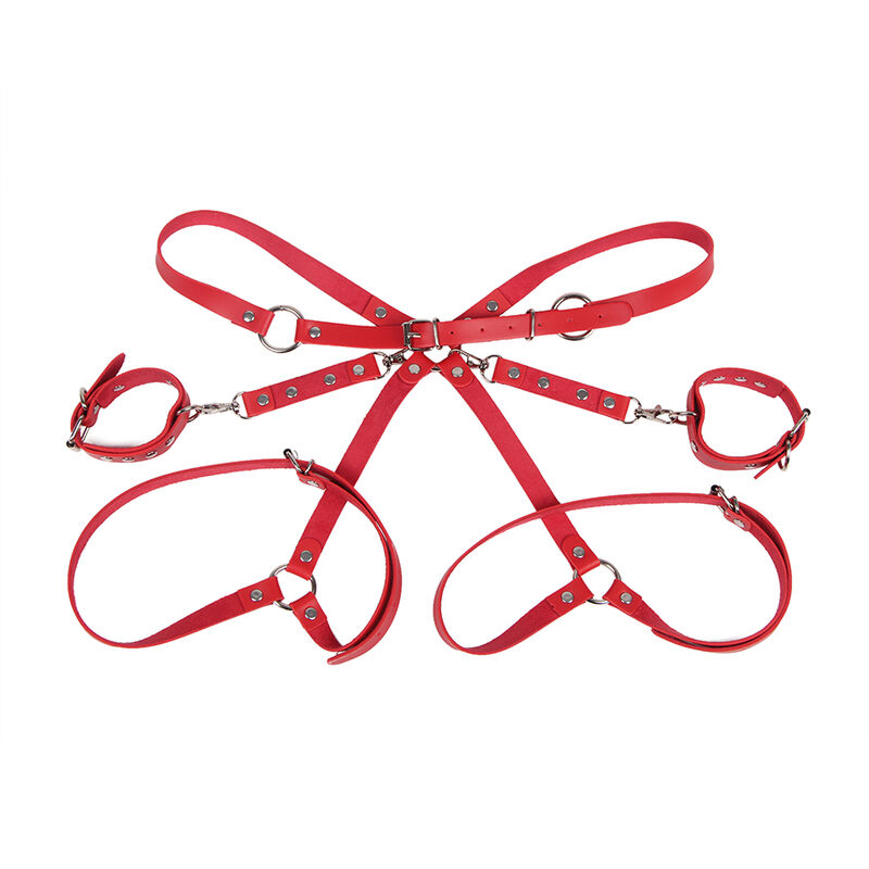 SUBBLIME - 953706 HANDCUFFS WITH BONDAGE BELT RED ONE SIZE 4 SUBBLIME - 953706 HANDCUFFS WITH BONDAGE BELT RED ONE SIZE - obrazek 4