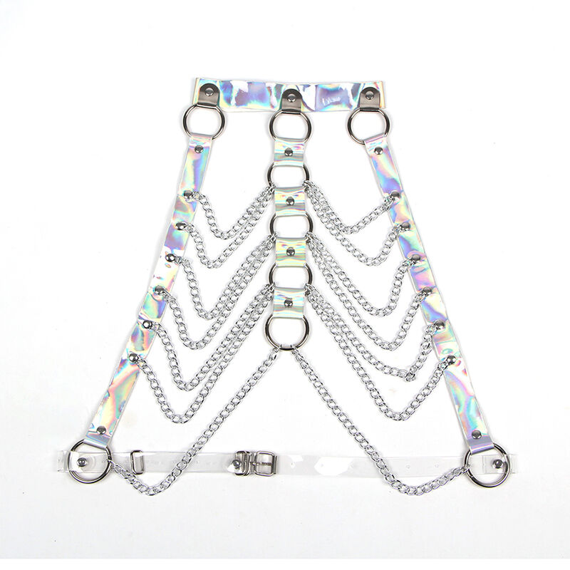 SUBBLIME - 953737 CHEST HARNESS WITH RINGS AND CHAINS SILVER ONE SIZE 4 SUBBLIME - 953737 CHEST HARNESS WITH RINGS AND CHAINS SILVER ONE SIZE - obrazek 4