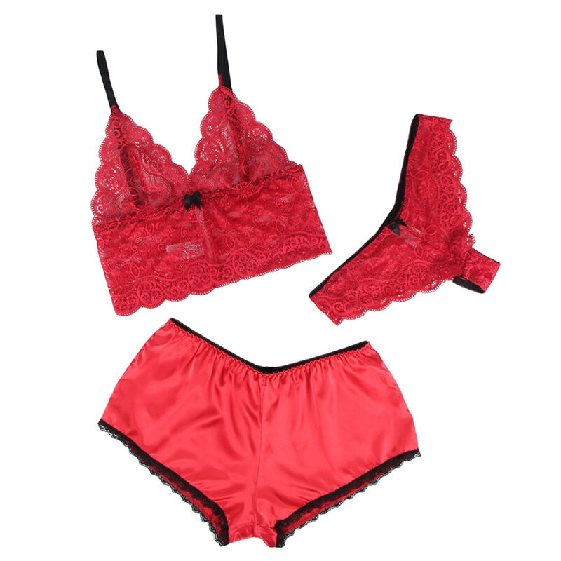 SUBBLIME - 953904 SILK AND LACE NIGHTGOWN + PANTIES RED L/XL 3 SUBBLIME - 953904 SILK AND LACE NIGHTGOWN + PANTIES RED L/XL - obrazek 3