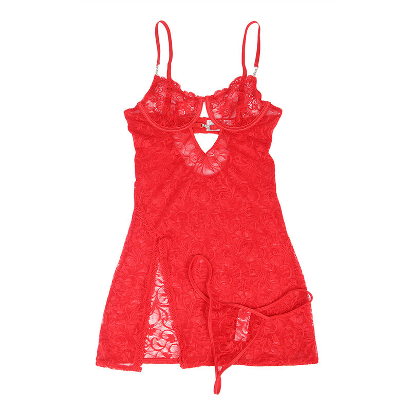 SUBBLIME - 954208 LACE BABYDOLL WITH ADJUSTABLE STRAPS RED S/M 4 SUBBLIME - 954208 LACE BABYDOLL WITH ADJUSTABLE STRAPS RED S/M - obrazek 4