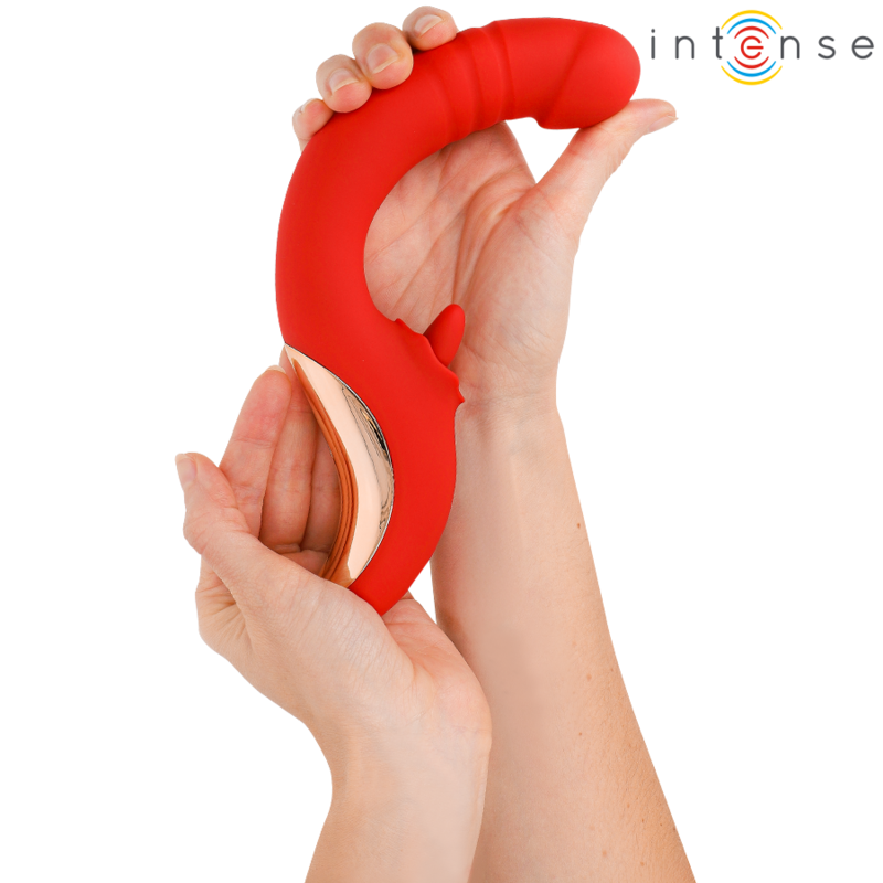 INTENSE - PAULINA VIBRATOR AND STIMULATOR IN U SHAPE RED 2 INTENSE - PAULINA VIBRATOR AND STIMULATOR IN U SHAPE RED - obrazek 2