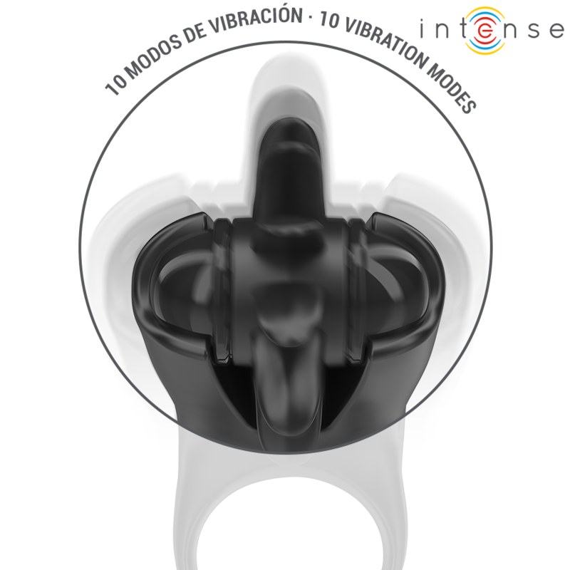 INTENSE - MABEL VIBRATING RING 10 VIBRATIONS WITH CLITORIS STIMULATOR BLACK 2 INTENSE - MABEL VIBRATING RING 10 VIBRATIONS WITH CLITORIS STIMULATOR BLACK - obrazek 2