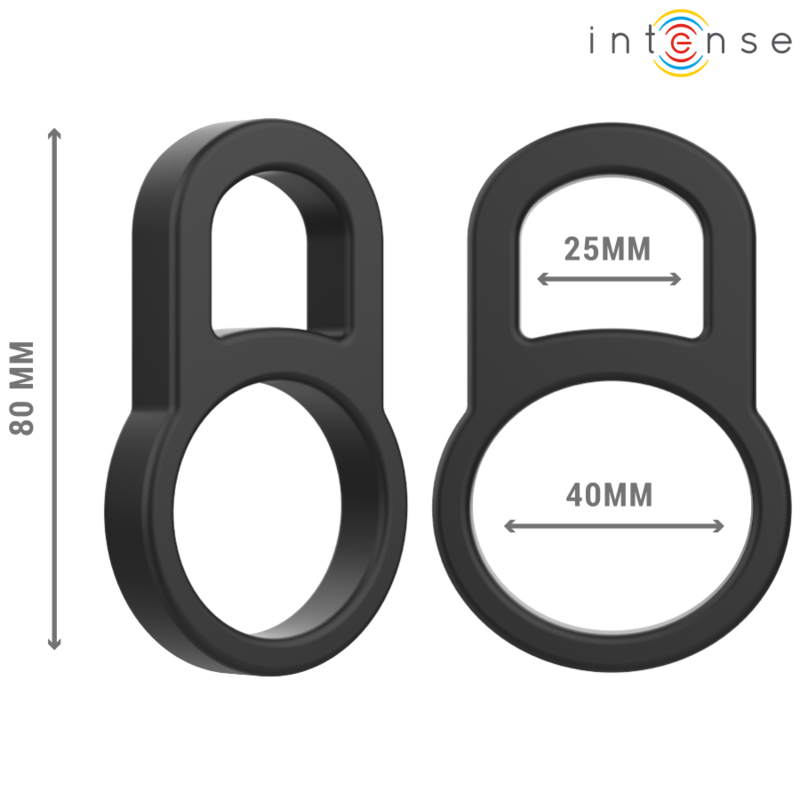 INTENSE - BOBBY DOUBLE SILICONE PENIS RING BLACK 3 INTENSE - BOBBY DOUBLE SILICONE PENIS RING BLACK - obrazek 3