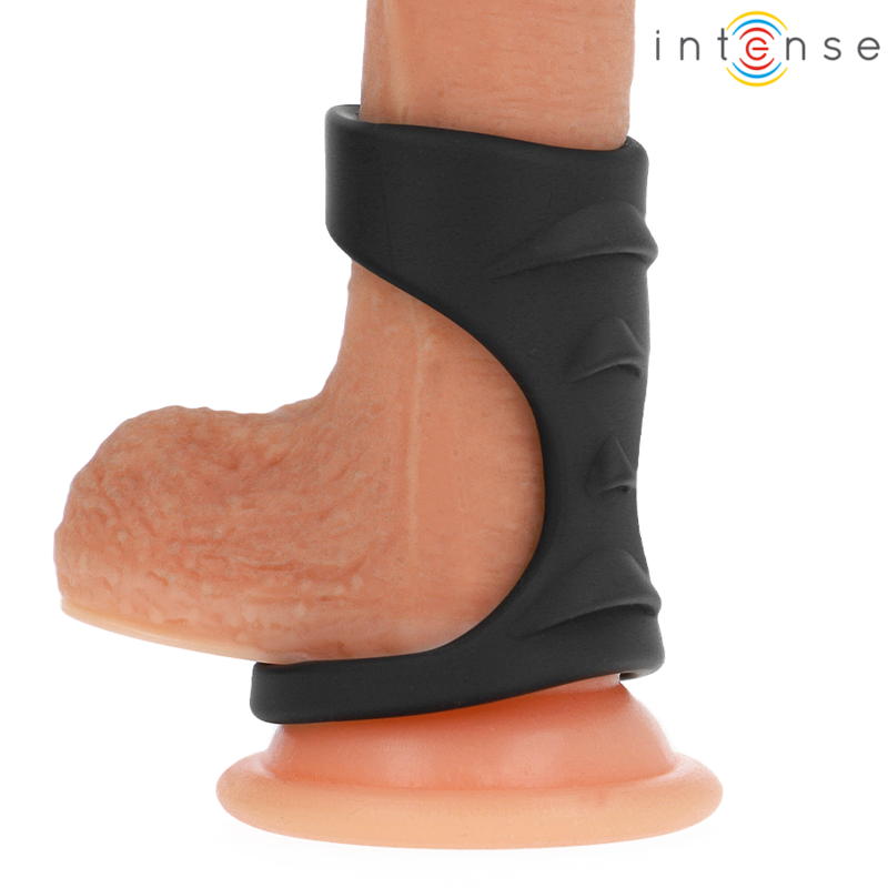 INTENSE - THEO DOUBLE SILICONE PENIS RING BLACK MODEL 3 2 INTENSE - THEO DOUBLE SILICONE PENIS RING BLACK MODEL 3 - obrazek 2