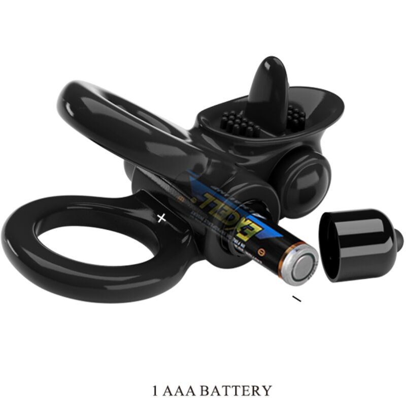 PRETTY LOVE - PASSIONATE RING DOUBLE VIBRATING RING + CLITORIS STIMULATOR BLACK 3 PRETTY LOVE - PASSIONATE RING DOUBLE VIBRATING RING + CLITORIS STIMULATOR BLACK - obrazek 3