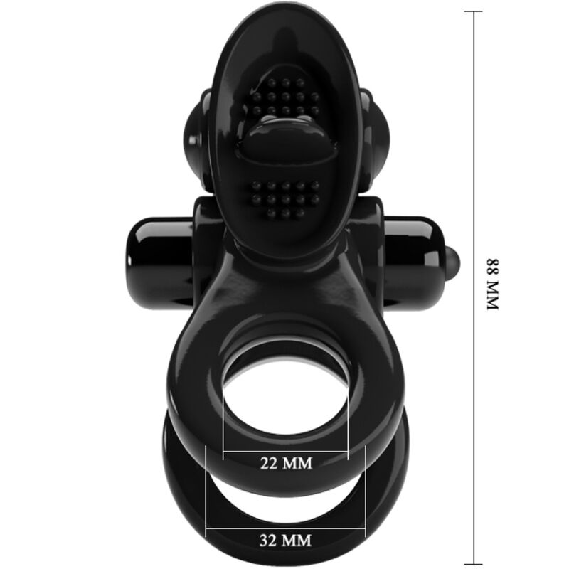 PRETTY LOVE - PASSIONATE RING DOUBLE VIBRATING RING + CLITORIS STIMULATOR BLACK 4 PRETTY LOVE - PASSIONATE RING DOUBLE VIBRATING RING + CLITORIS STIMULATOR BLACK - obrazek 4