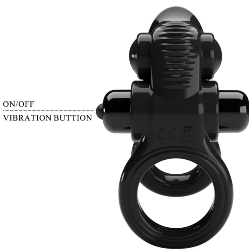 PRETTY LOVE - PASSIONATE RING DOUBLE VIBRATING RING + CLITORIS STIMULATOR BLACK 5 PRETTY LOVE - PASSIONATE RING DOUBLE VIBRATING RING + CLITORIS STIMULATOR BLACK - obrazek 5