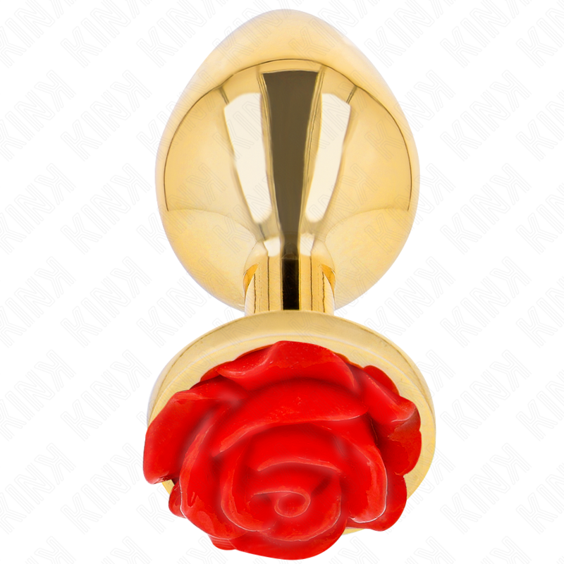 KINK - PLUG ANAL GOLD ROSE RED SIZE L 2 KINK - PLUG ANAL GOLD ROSE RED SIZE L - obrazek 2