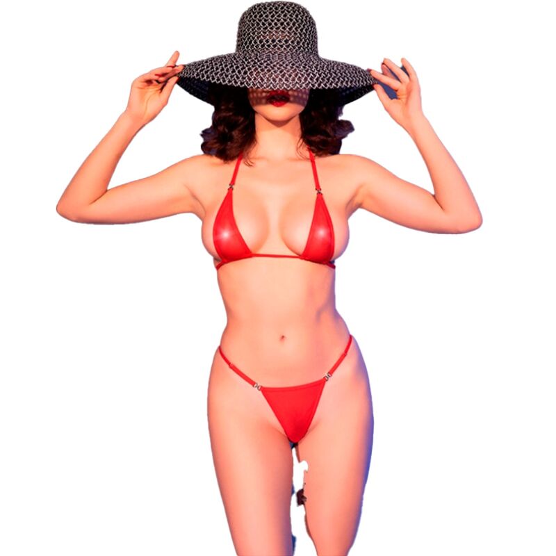 CHILIROSE - CR 4840 MICRO BIKINI RED S/M 2 CHILIROSE - CR 4840 MICRO BIKINI RED S/M - obrazek 2