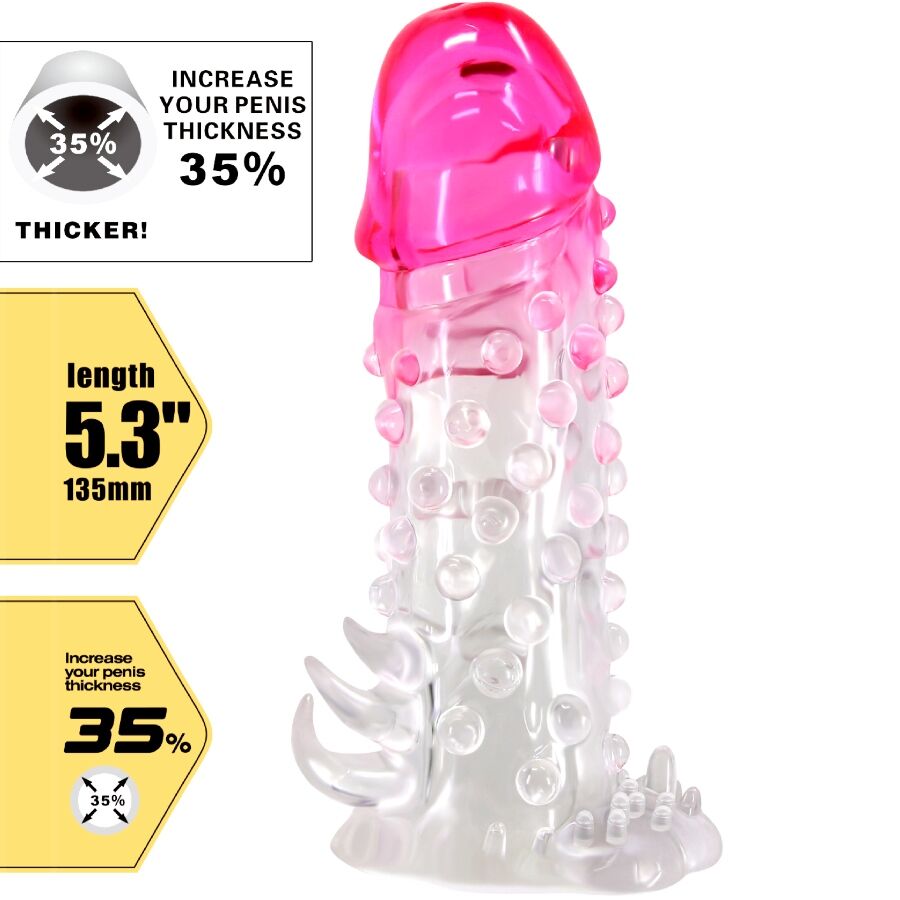 PRETTY LOVE - WILFORD REALISTIC ENLARGEMENT SHEATH WITH EMBOSSED PENIS PINK 4 PRETTY LOVE - WILFORD REALISTIC ENLARGEMENT SHEATH WITH EMBOSSED PENIS PINK - obrazek 4