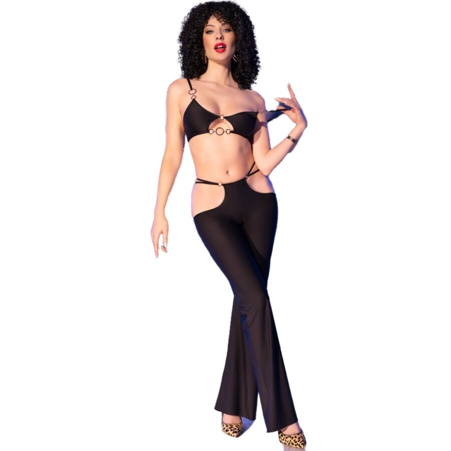 CHILIROSE - CR 4851 BLACK TOP AND LEGGINGS SET WITH GOLDEN ACCESSORIES S 3 CHILIROSE - CR 4851 BLACK TOP AND LEGGINGS SET WITH GOLDEN ACCESSORIES S - obrazek 3