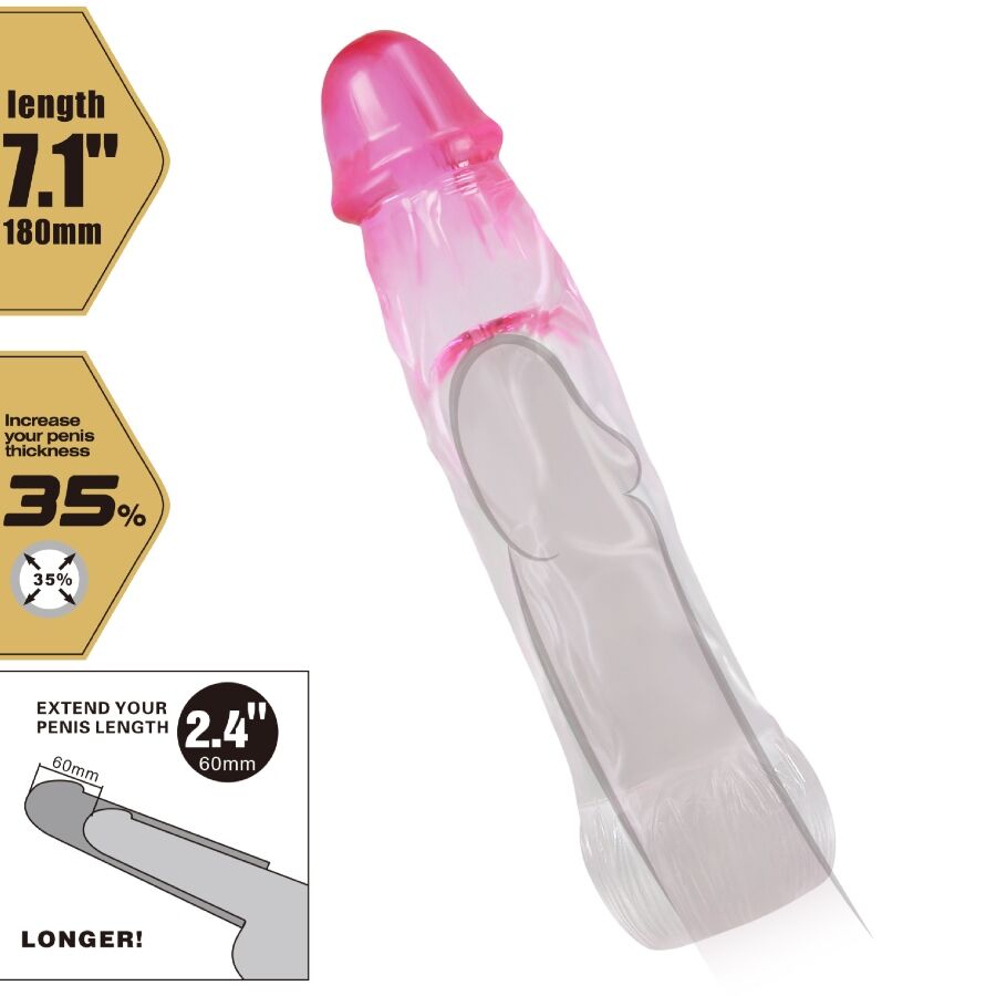 PRETTY LOVE - NERON REALISTIC 6 CM ENLARGEMENT SHEATH FOR PENIS PINK 5 PRETTY LOVE - NERON REALISTIC 6 CM ENLARGEMENT SHEATH FOR PENIS PINK - obrazek 5