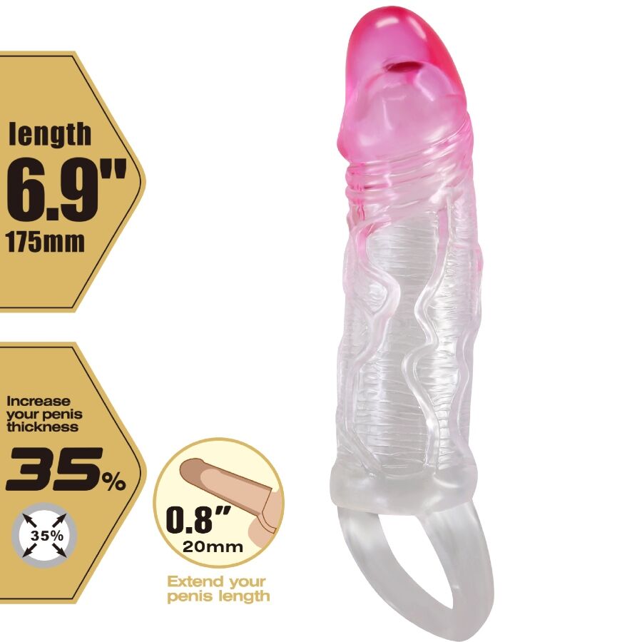 PRETTY LOVE - ODES REALISTIC 2 CM ENLARGEMENT SHEATH FOR PENIS PINK 5 PRETTY LOVE - ODES REALISTIC 2 CM ENLARGEMENT SHEATH FOR PENIS PINK - obrazek 5
