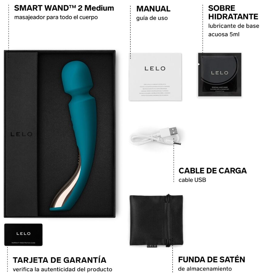 LELO - SMART MEDIUM WAND 2 OCEAN BLUE MASSAGER 4 LELO - SMART MEDIUM WAND 2 OCEAN BLUE MASSAGER - obrazek 4
