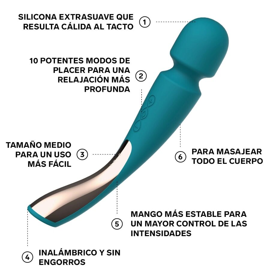 LELO - SMART MEDIUM WAND 2 OCEAN BLUE MASSAGER 3 LELO - SMART MEDIUM WAND 2 OCEAN BLUE MASSAGER - obrazek 3