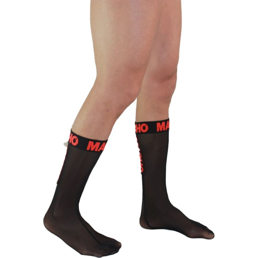 MACHO - THIN SOCKS ONE SIZE BLACK/RED 3 MACHO - THIN SOCKS ONE SIZE BLACK/RED - obrazek 3