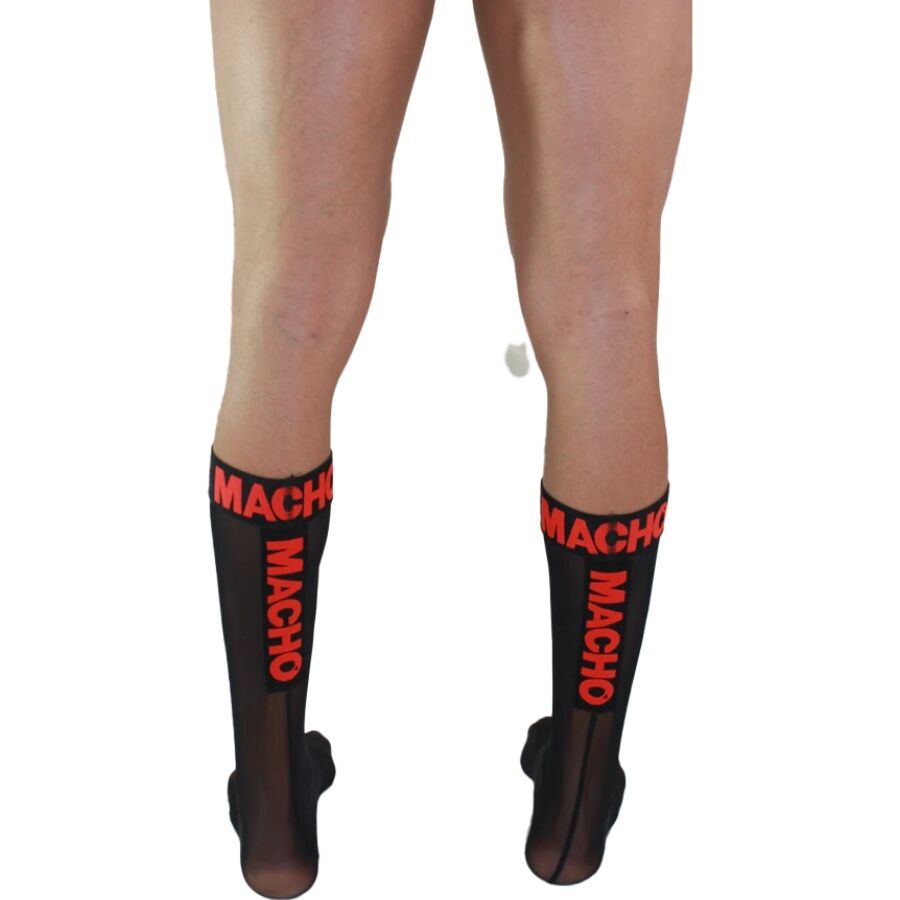 MACHO - THIN SOCKS ONE SIZE BLACK/RED 2 MACHO - THIN SOCKS ONE SIZE BLACK/RED - obrazek 2