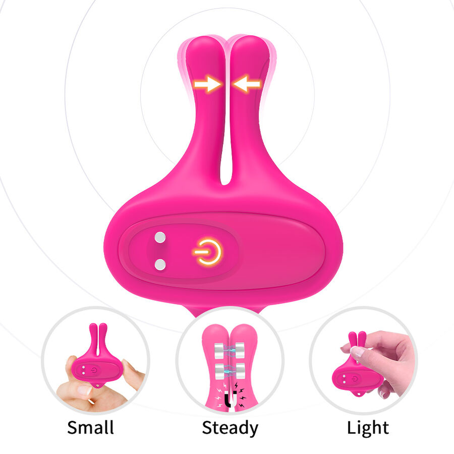 ARMONY - RABBIT SHAPE VIBRATION MAGNETIC NIPPLE CLAMPS PINK 3 ARMONY - RABBIT SHAPE VIBRATION MAGNETIC NIPPLE CLAMPS PINK - obrazek 3