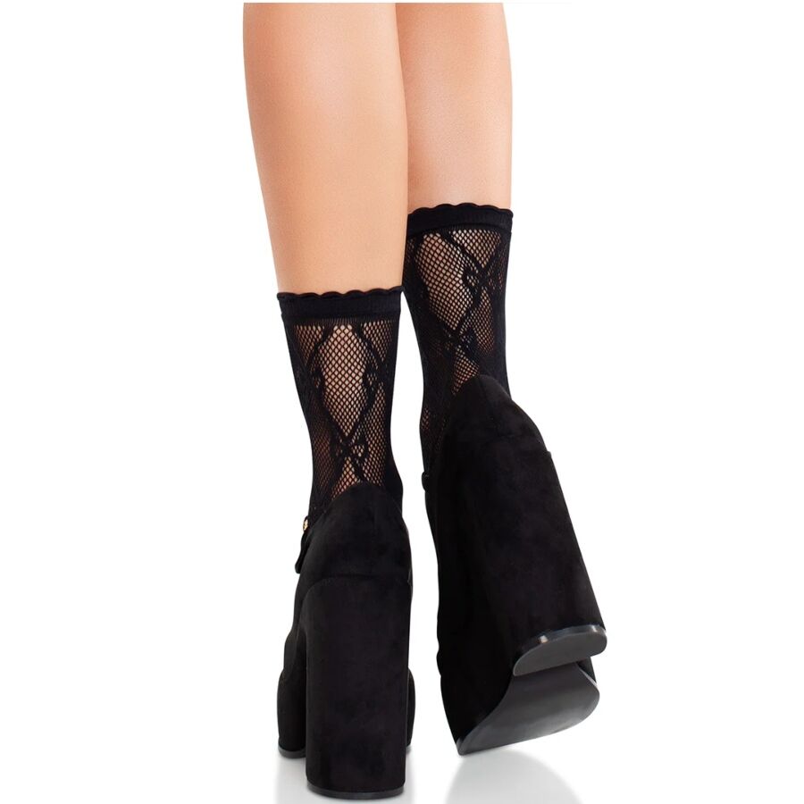 LEG AVENUE - BLACK LACE BOW LACE SOCKS 2 LEG AVENUE - BLACK LACE BOW LACE SOCKS - obrazek 2