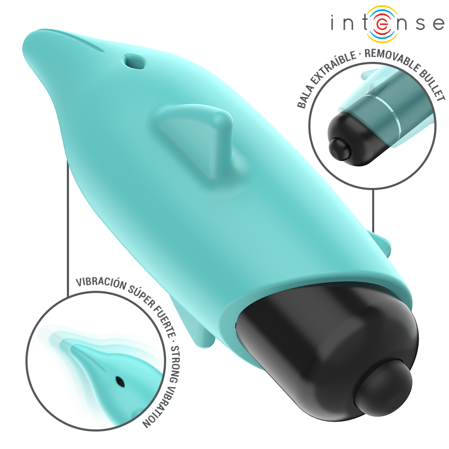 INTENSE - ECHO VIBRATING BULLET DOLPHIN BLUE 8 X 4.7 CM 4 INTENSE - ECHO VIBRATING BULLET DOLPHIN BLUE 8 X 4.7 CM - obrazek 4