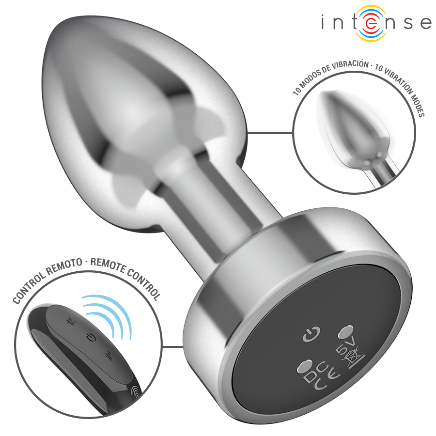 INTENSE - ANAL PLUG 10 VIBRATIONS METAL WITH REMOTE CONTROL S 3 INTENSE - ANAL PLUG 10 VIBRATIONS METAL WITH REMOTE CONTROL S - obrazek 3