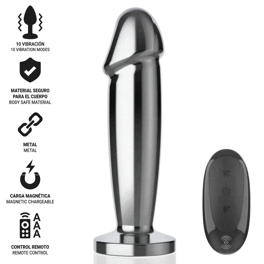 INTENSE - ANAL PLUG 10 VIBRATIONS METAL DILDO WITH REMOTE CONTROL M 2 INTENSE - ANAL PLUG 10 VIBRATIONS METAL DILDO WITH REMOTE CONTROL M - obrazek 2