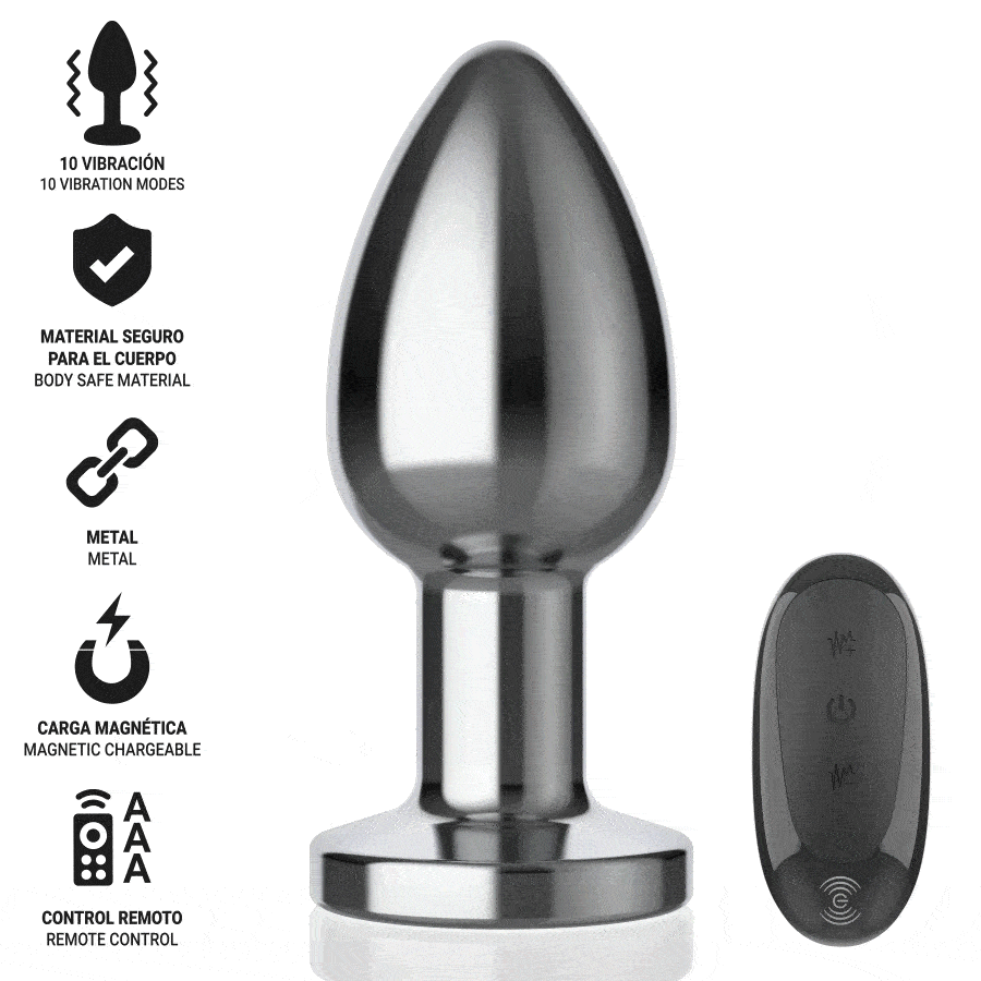 INTENSE - ANAL PLUG 10 VIBRATIONS METAL WITH REMOTE CONTROL L 2 INTENSE - ANAL PLUG 10 VIBRATIONS METAL WITH REMOTE CONTROL L - obrazek 2
