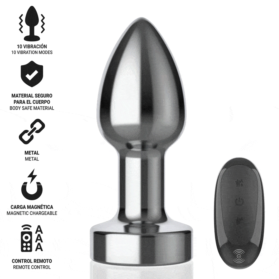 INTENSE - ANAL PLUG 10 VIBRATIONS METAL WITH REMOTE CONTROL S 2 INTENSE - ANAL PLUG 10 VIBRATIONS METAL WITH REMOTE CONTROL S - obrazek 2