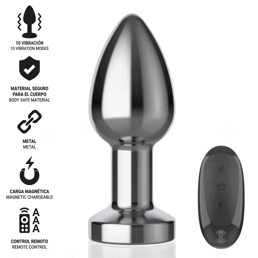 INTENSE - ANAL PLUG 10 VIBRATIONS METAL WITH REMOTE CONTROL M 2 INTENSE - ANAL PLUG 10 VIBRATIONS METAL WITH REMOTE CONTROL M - obrazek 2