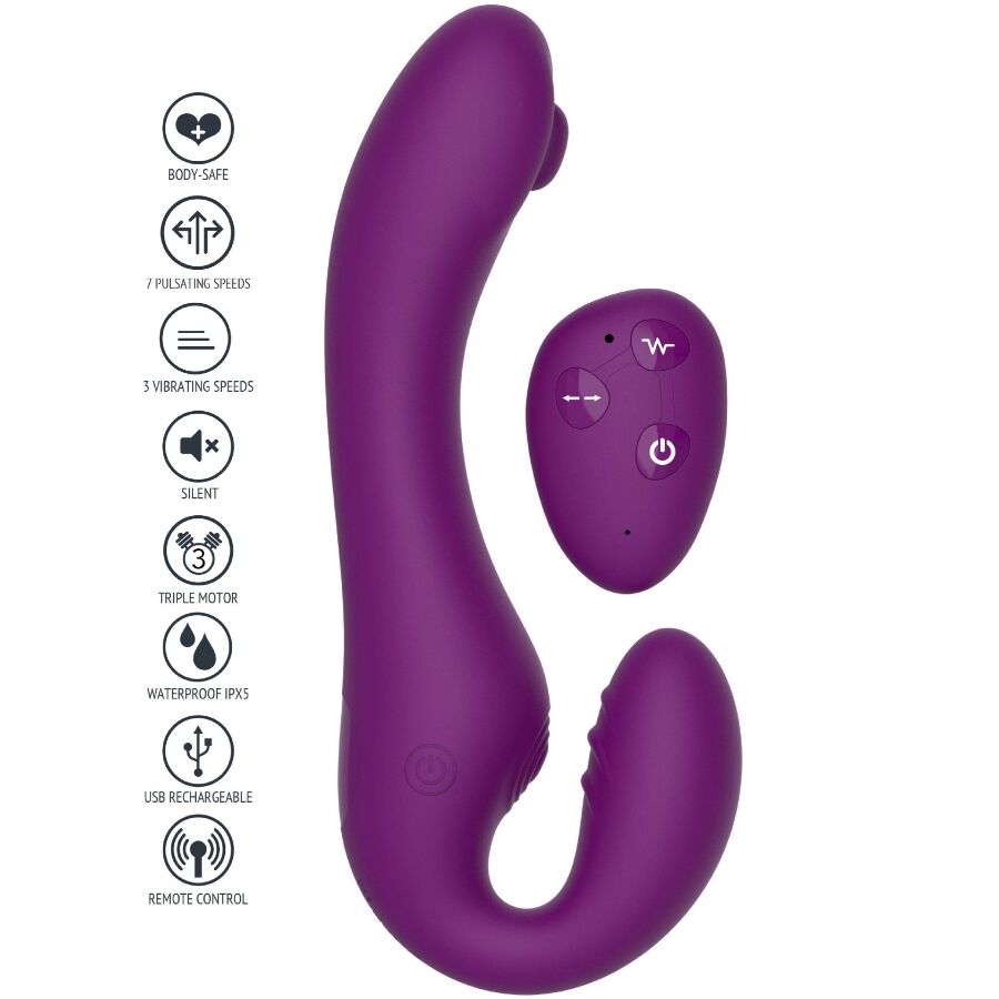 XOCOON - 2 IN 1 STRAPLESS STRAP-ON VIBRATOR WITH REMOTE CONTROL PURPLE 2 XOCOON - 2 IN 1 STRAPLESS STRAP-ON VIBRATOR WITH REMOTE CONTROL PURPLE - obrazek 2