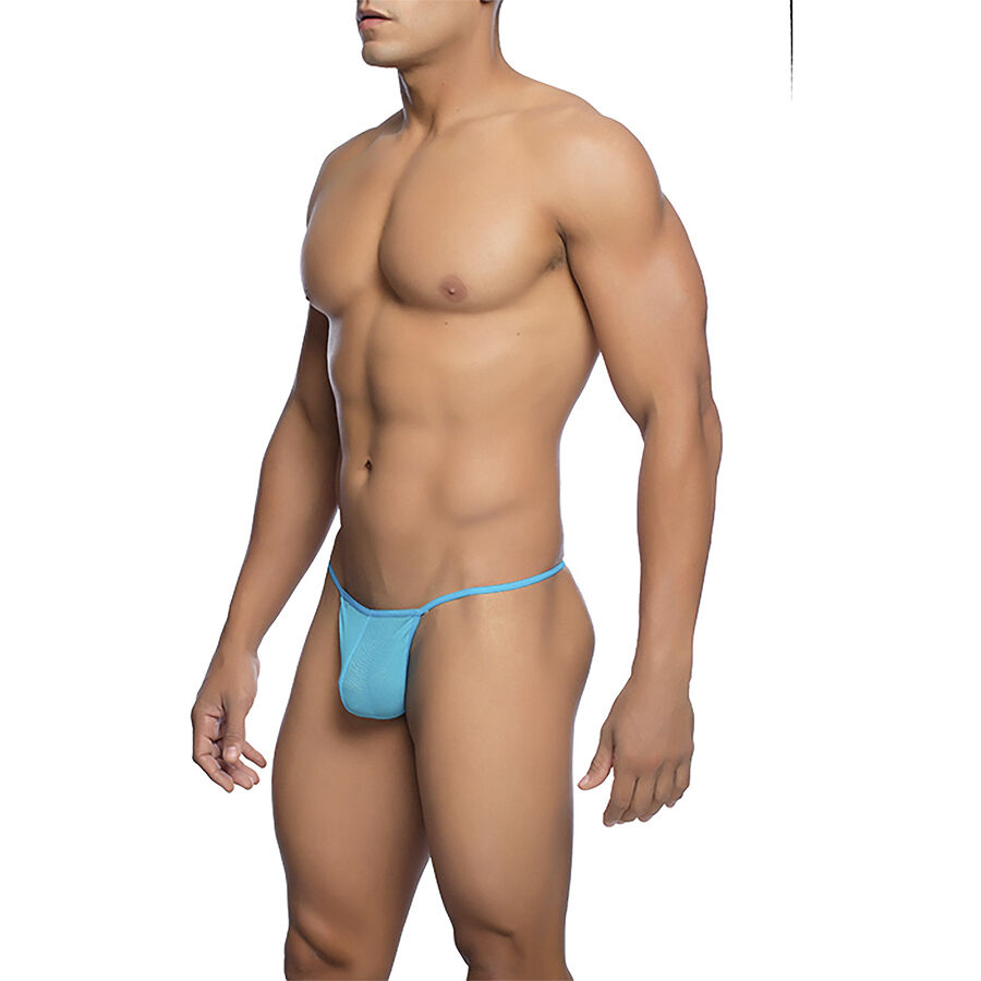 MOB - TRANSPARENT T-SHAPED THONG AQUA SIZE L/XL 2 MOB - TRANSPARENT T-SHAPED THONG AQUA SIZE L/XL - obrazek 2