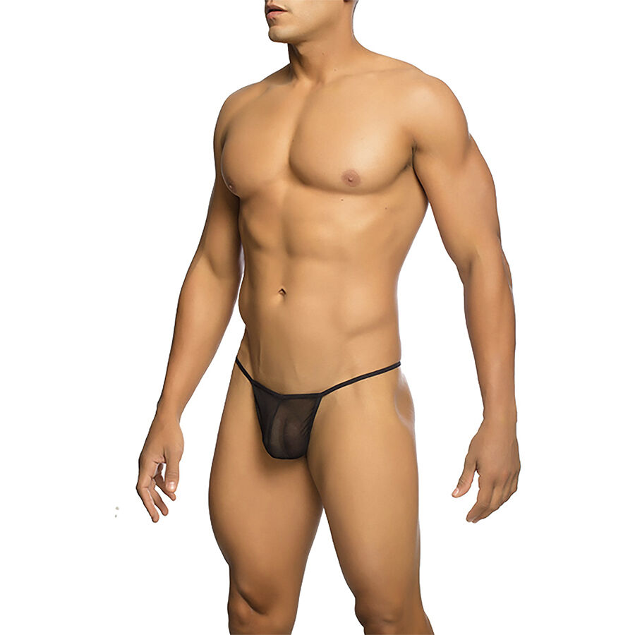 MOB - TRANSPARENT T-SHAPED THONG BLACK SIZE L/XL 2 MOB - TRANSPARENT T-SHAPED THONG BLACK SIZE L/XL - obrazek 2