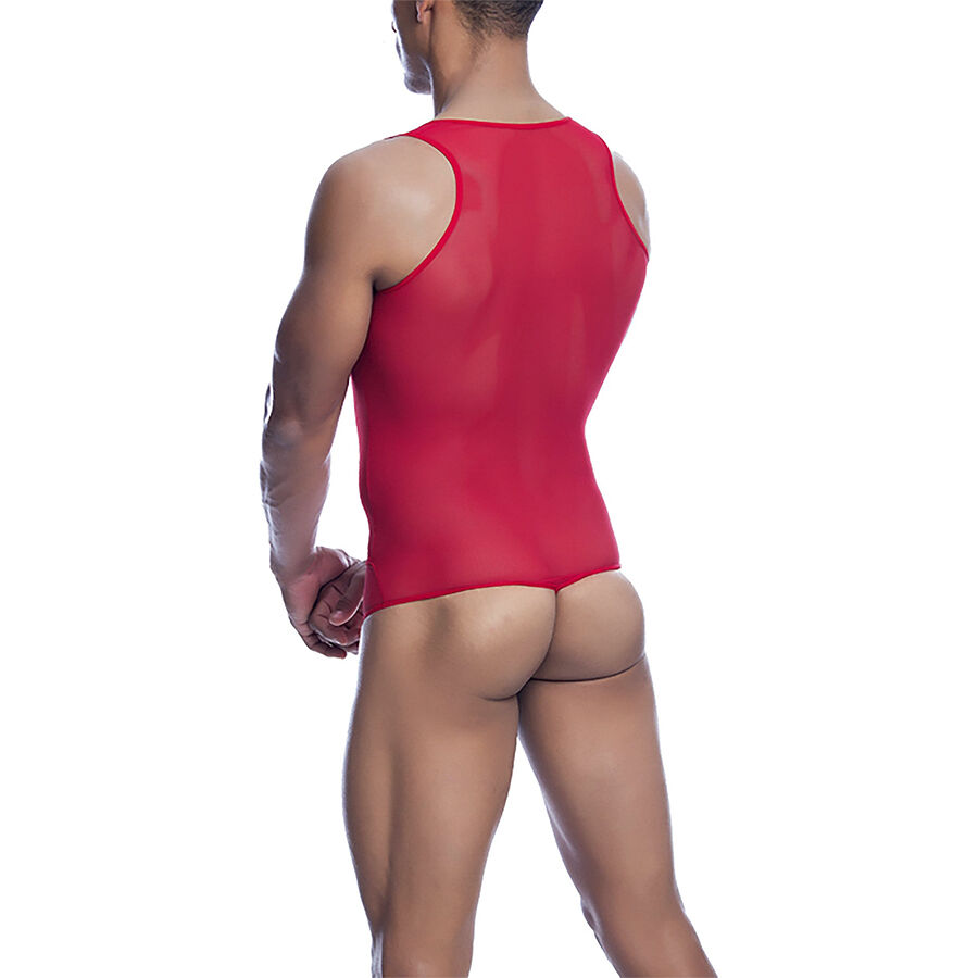 MOB - RED TRANSPARENT BODYSHEER SIZE L/XL 3 MOB - RED TRANSPARENT BODYSHEER SIZE L/XL - obrazek 3