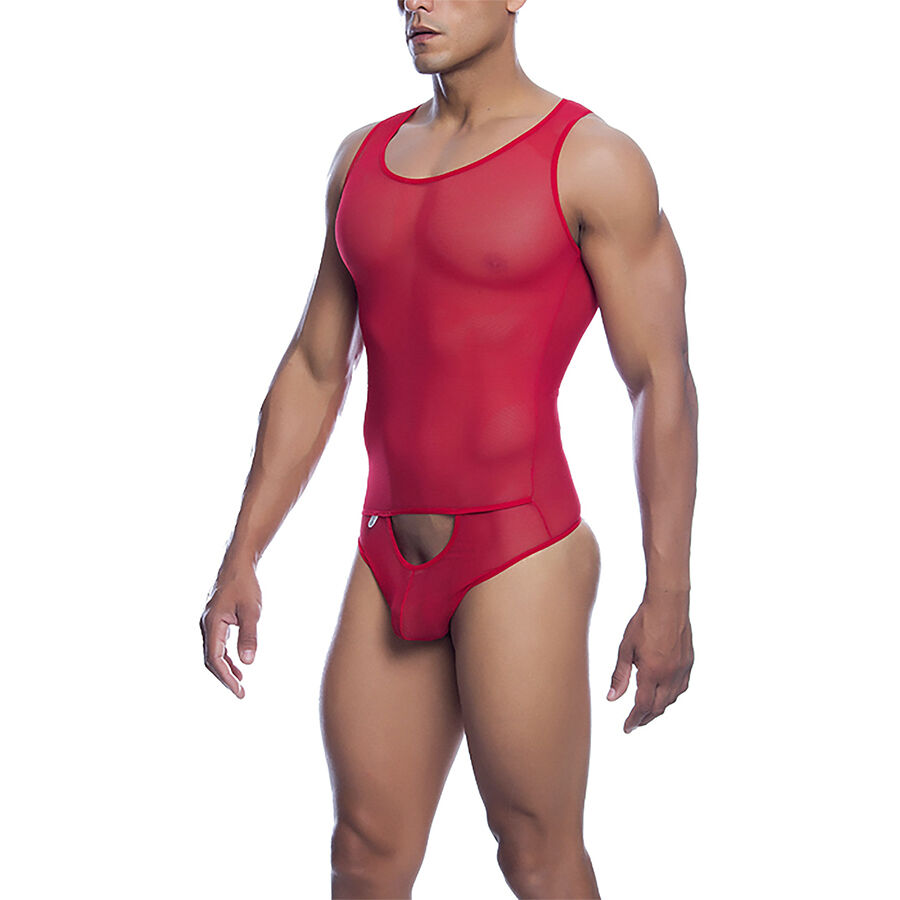 MOB - RED TRANSPARENT BODYSHEER SIZE L/XL 2 MOB - RED TRANSPARENT BODYSHEER SIZE L/XL - obrazek 2