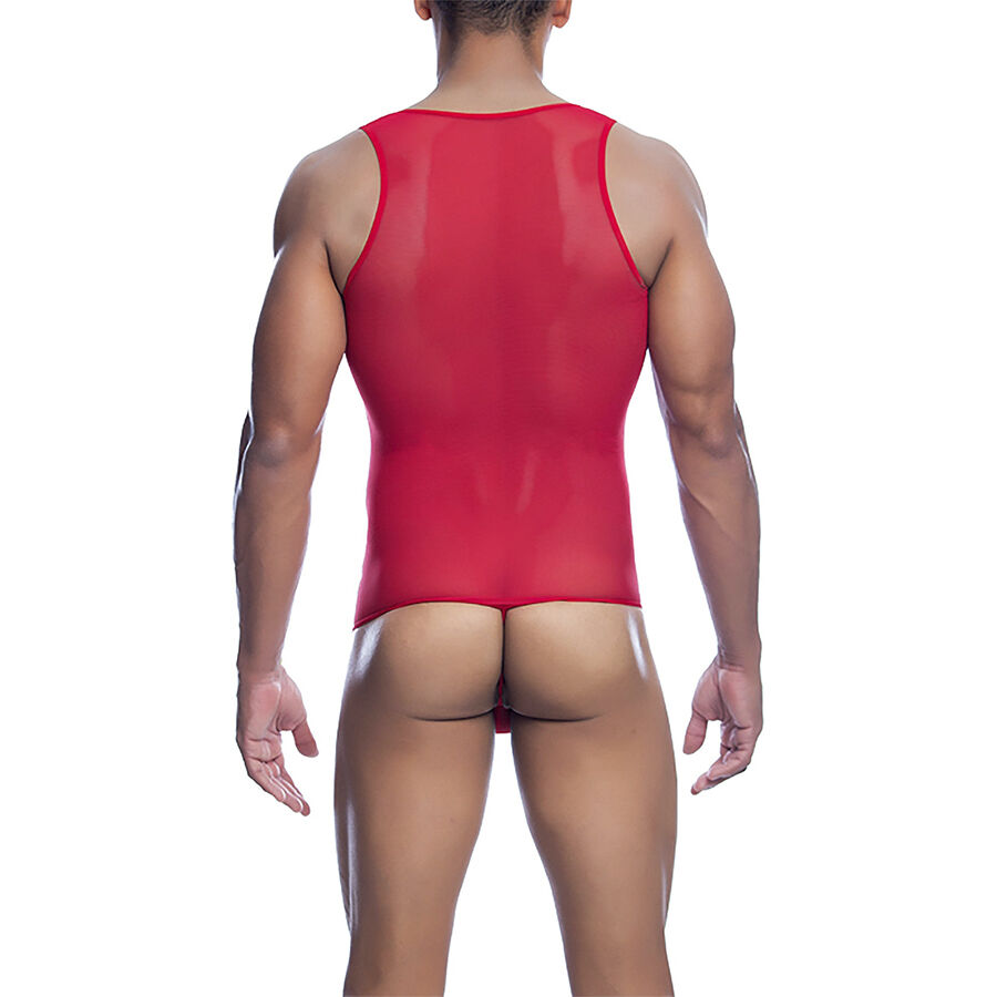 MOB - RED TRANSPARENT BODYSHEER SIZE L/XL 4 MOB - RED TRANSPARENT BODYSHEER SIZE L/XL - obrazek 4