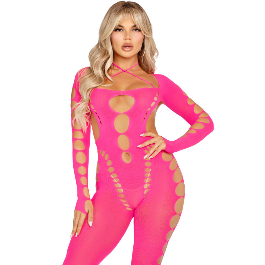 LEG AVENUE - PINK OPEN BACK BODYSTOCKING ONE SIZE 4 LEG AVENUE - PINK OPEN BACK BODYSTOCKING ONE SIZE - obrazek 4
