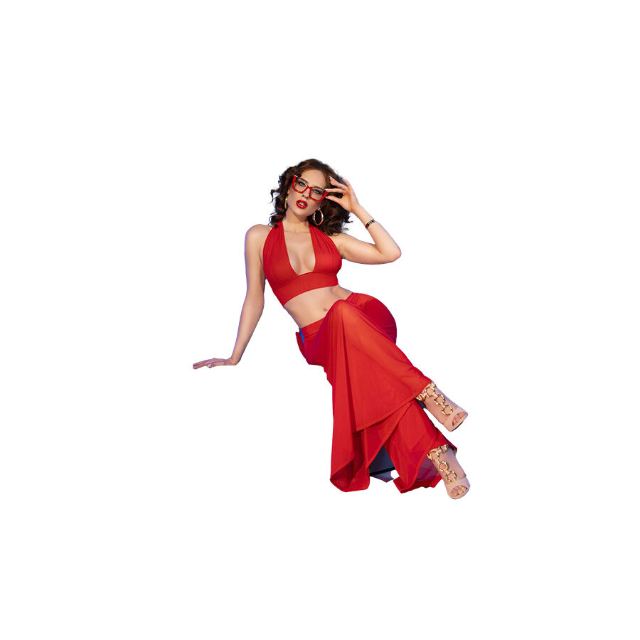 CHILIROSE - CR 4857 RED TOP AND PANTS SET SIZE S 4 CHILIROSE - CR 4857 RED TOP AND PANTS SET SIZE S - obrazek 4