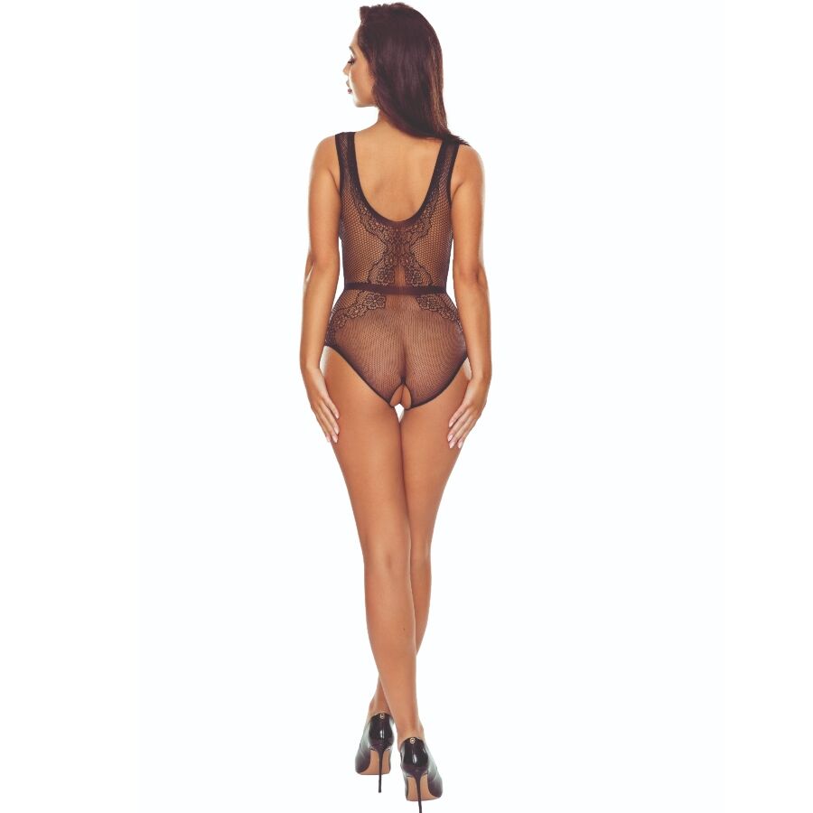 PASSION - BS115 BLACK GRID BODYSTOCKING 2 PASSION - BS115 BLACK GRID BODYSTOCKING - obrazek 2