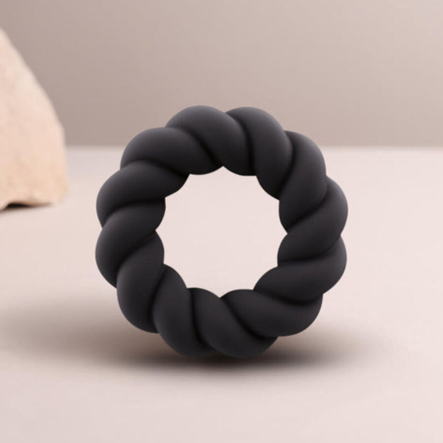 ROCKS-OFF - TWIST BLACK SILICONE MASTURBATOR RING 2 ROCKS-OFF - TWIST BLACK SILICONE MASTURBATOR RING - obrazek 2