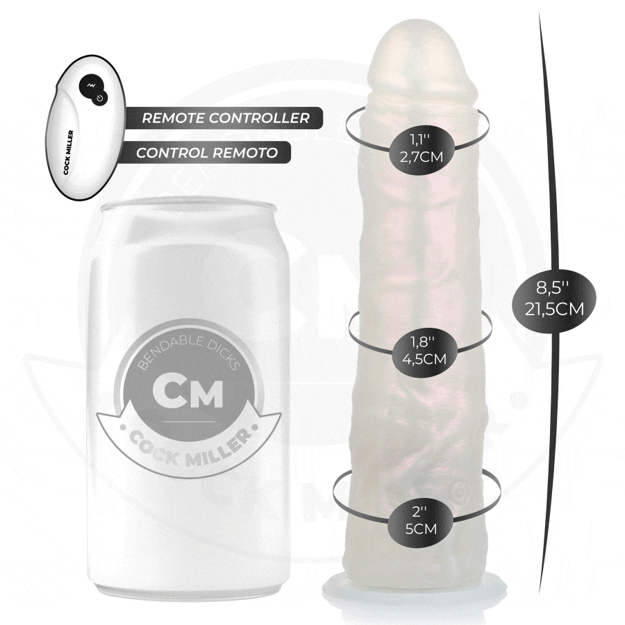 COCK MILLER - DILDO WITH SUCTION CUP, LIGHTS AND VIBRATION WITH REMOTE CONTROL WHITE 19.5 CM 2 COCK MILLER - DILDO WITH SUCTION CUP, LIGHTS AND VIBRATION WITH REMOTE CONTROL WHITE 19.5 CM - obrazek 2