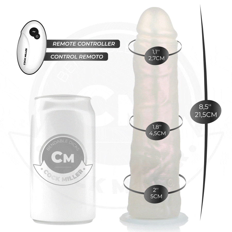 COCK MILLER - DILDO WITH SUCTION CUP, LIGHTS AND VIBRATION WITH REMOTE CONTROL WHITE 21.5 CM 2 COCK MILLER - DILDO WITH SUCTION CUP, LIGHTS AND VIBRATION WITH REMOTE CONTROL WHITE 21.5 CM - obrazek 2