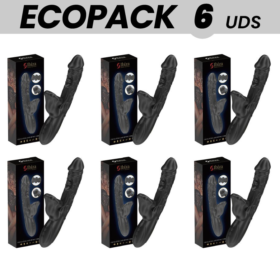 ECOPACKS 6 UNITS - IBIZA VIBRATOR AND CLITORIS STIMULATOR WITH BITING AND ROTATION EFFECT