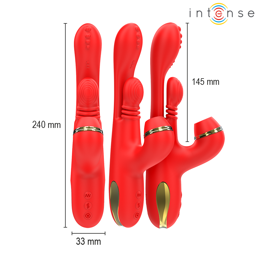 INTENSE - KATY MULTIFUNCTION CLITORIS STIMULATOR 4 INTERCHANGEABLE HEADS RED 3 INTENSE - KATY MULTIFUNCTION CLITORIS STIMULATOR 4 INTERCHANGEABLE HEADS RED - obrazek 3