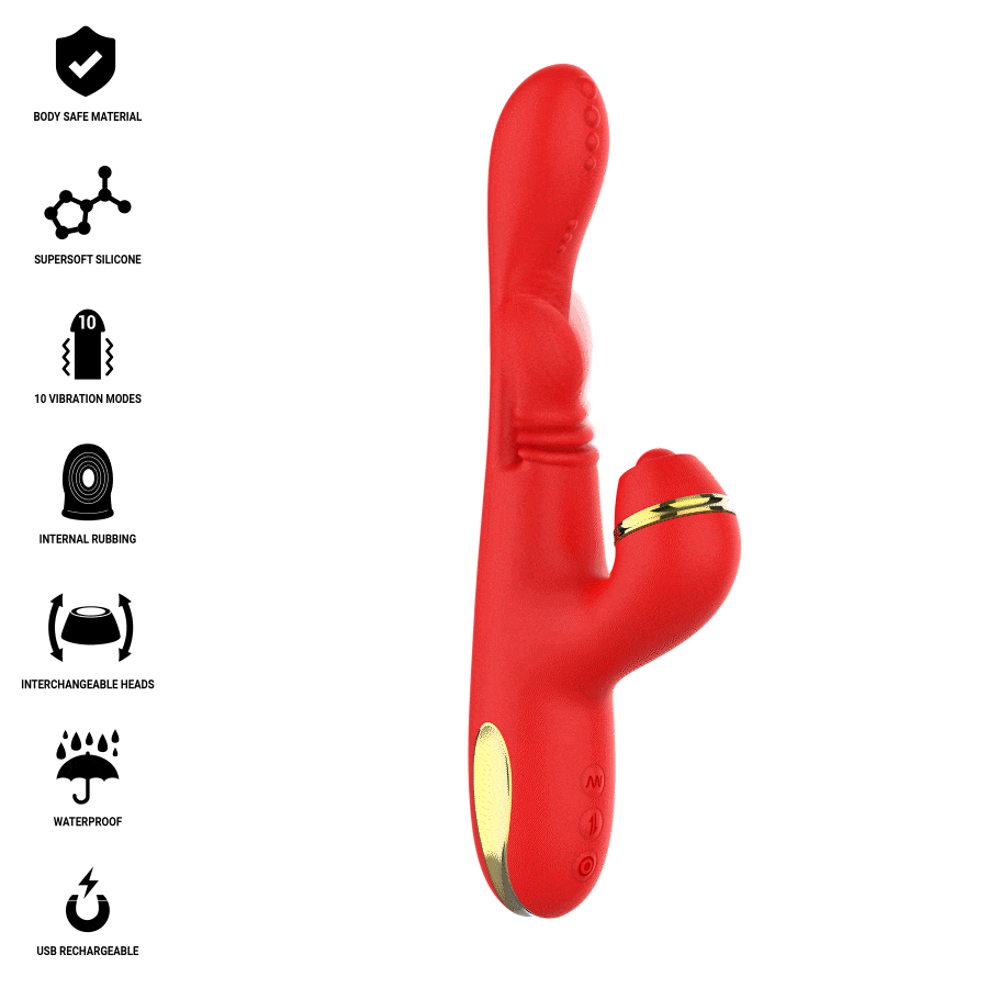 INTENSE - KATY MULTIFUNCTION CLITORIS STIMULATOR 4 INTERCHANGEABLE HEADS RED 2 INTENSE - KATY MULTIFUNCTION CLITORIS STIMULATOR 4 INTERCHANGEABLE HEADS RED - obrazek 2