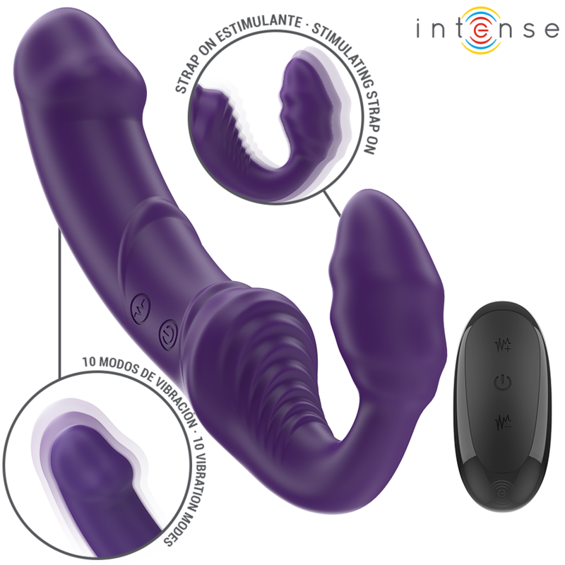 INTENSE - JILL DOUBLE VIBRATOR 20 CM PURPLE REMOTE CONTROL 2 INTENSE - JILL DOUBLE VIBRATOR 20 CM PURPLE REMOTE CONTROL - obrazek 2