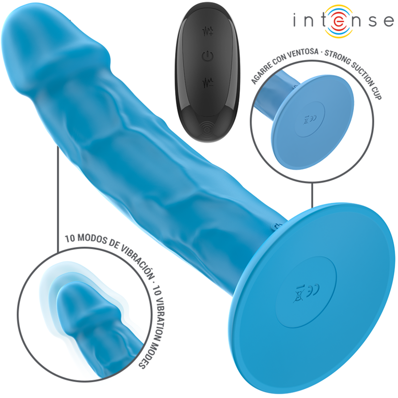 INTENSE - PHOEBE REALISTIC VIBRATOR 10 VIBRATIONS BLUE REMOTE CONTROL 2 INTENSE - PHOEBE REALISTIC VIBRATOR 10 VIBRATIONS BLUE REMOTE CONTROL - obrazek 2