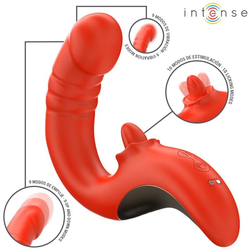 INTENSE - PAULINA VIBRATOR AND STIMULATOR IN U SHAPE RED 2 INTENSE - PAULINA VIBRATOR AND STIMULATOR IN U SHAPE RED - obrazek 2