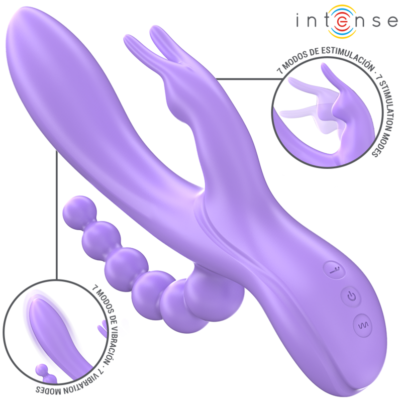 INTENSE - MIKO TRIPLE VIBRATOR RABBIT STIMULATOR ANAL 7 VIBRATIONS PURPLE 2 INTENSE - MIKO TRIPLE VIBRATOR RABBIT STIMULATOR ANAL 7 VIBRATIONS PURPLE - obrazek 2